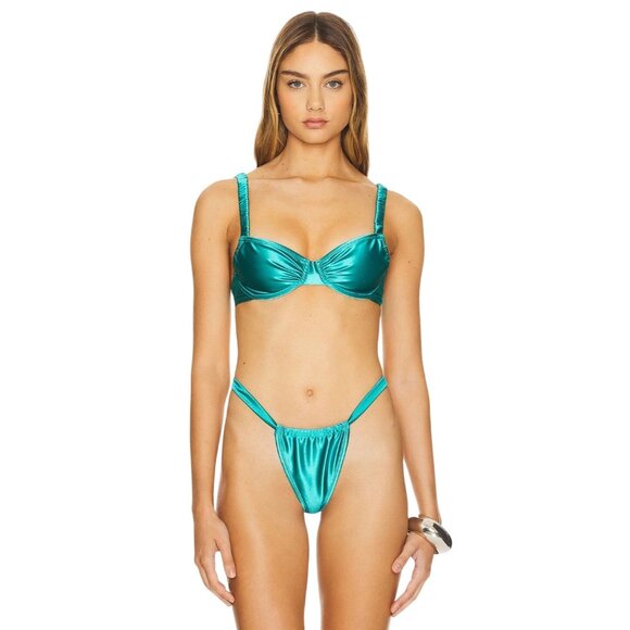 superdown Jessa Bikini Top in Teal Medium New Womens Swimsuit - Picture 1 of 7